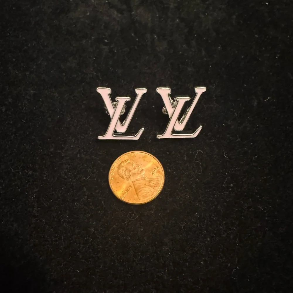 Louis Vuitton Pink and Silver LV Logo Earrings - Picture 3 of 5